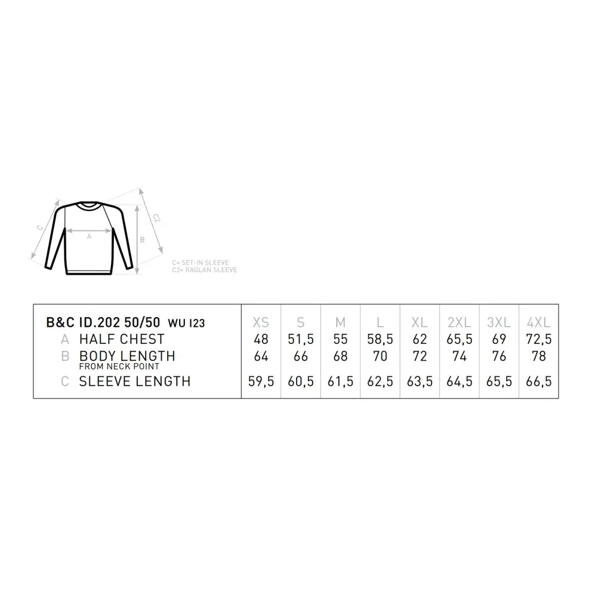 B&C ID.202 50/50 Unisex College - Yritystekstiilit