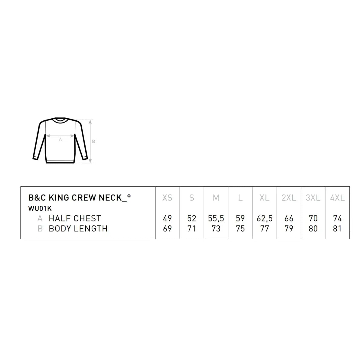 B&C KING Crew Neck_° Collegepusero - Yritystekstiilit