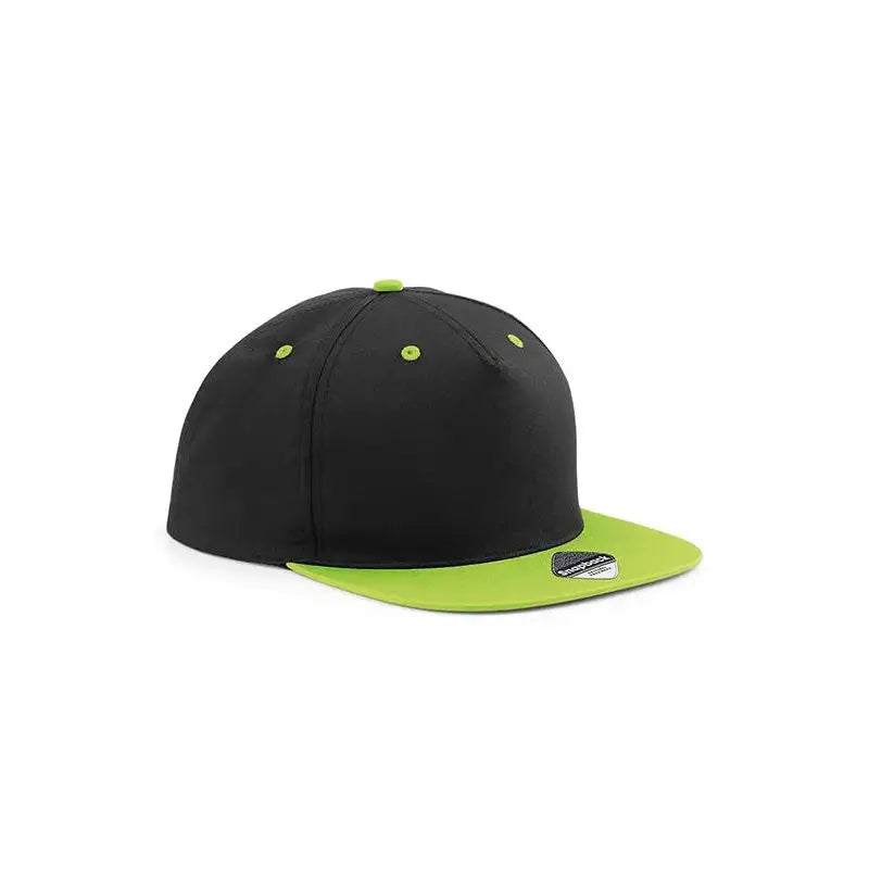 Beechfield Contrast Snapback B610C Lippis omalla painatuksella - Musta/Lime - Yritystekstiilit