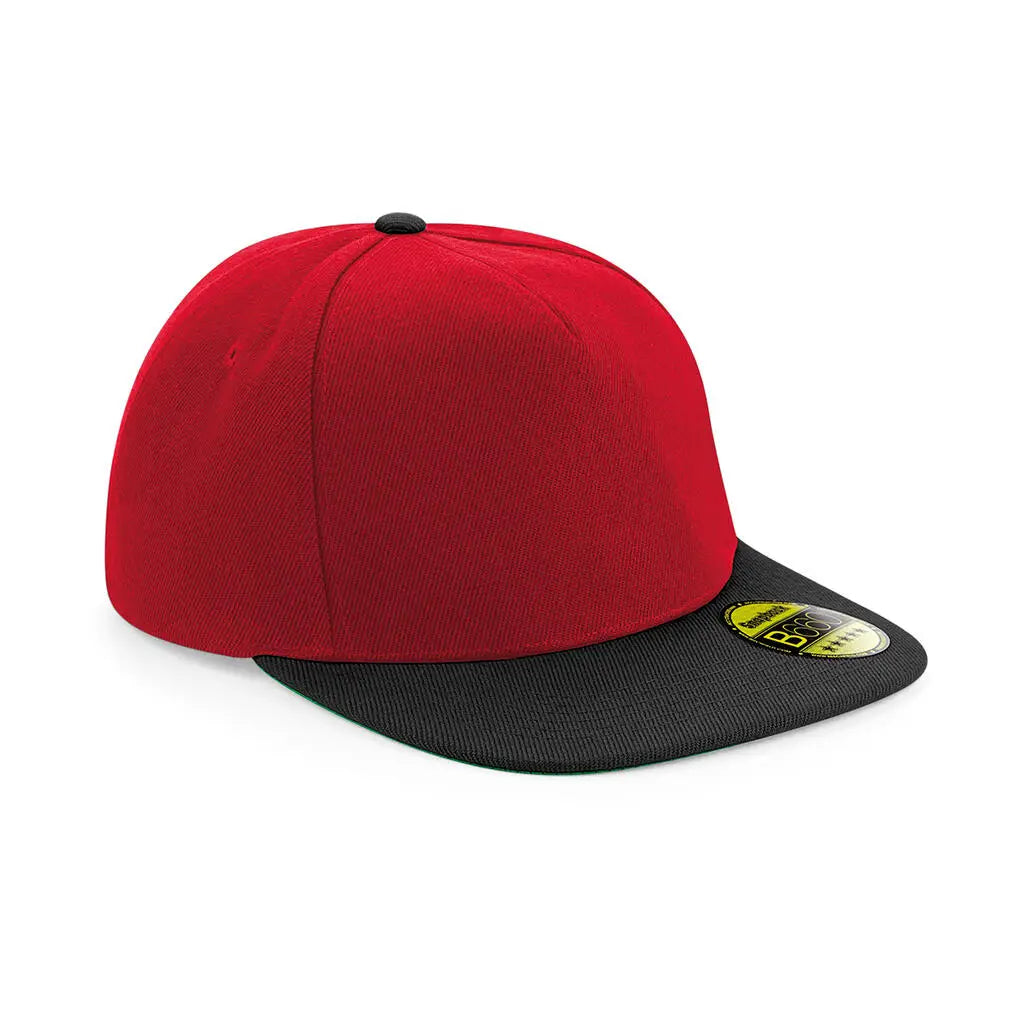 Beechfield Original Flat Peak Snapback Lippalakki B660 - Punainen/Musta - Yritystekstiilit