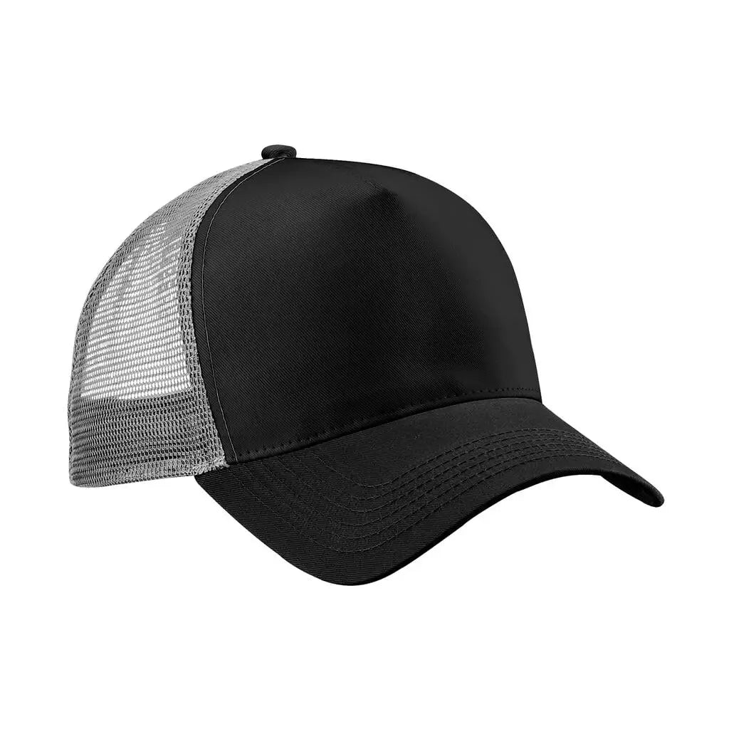 Beechfield Snapback Trucker B640 Lippalakki omalla logolla - Musta/Harmaa - Yritystekstiilit