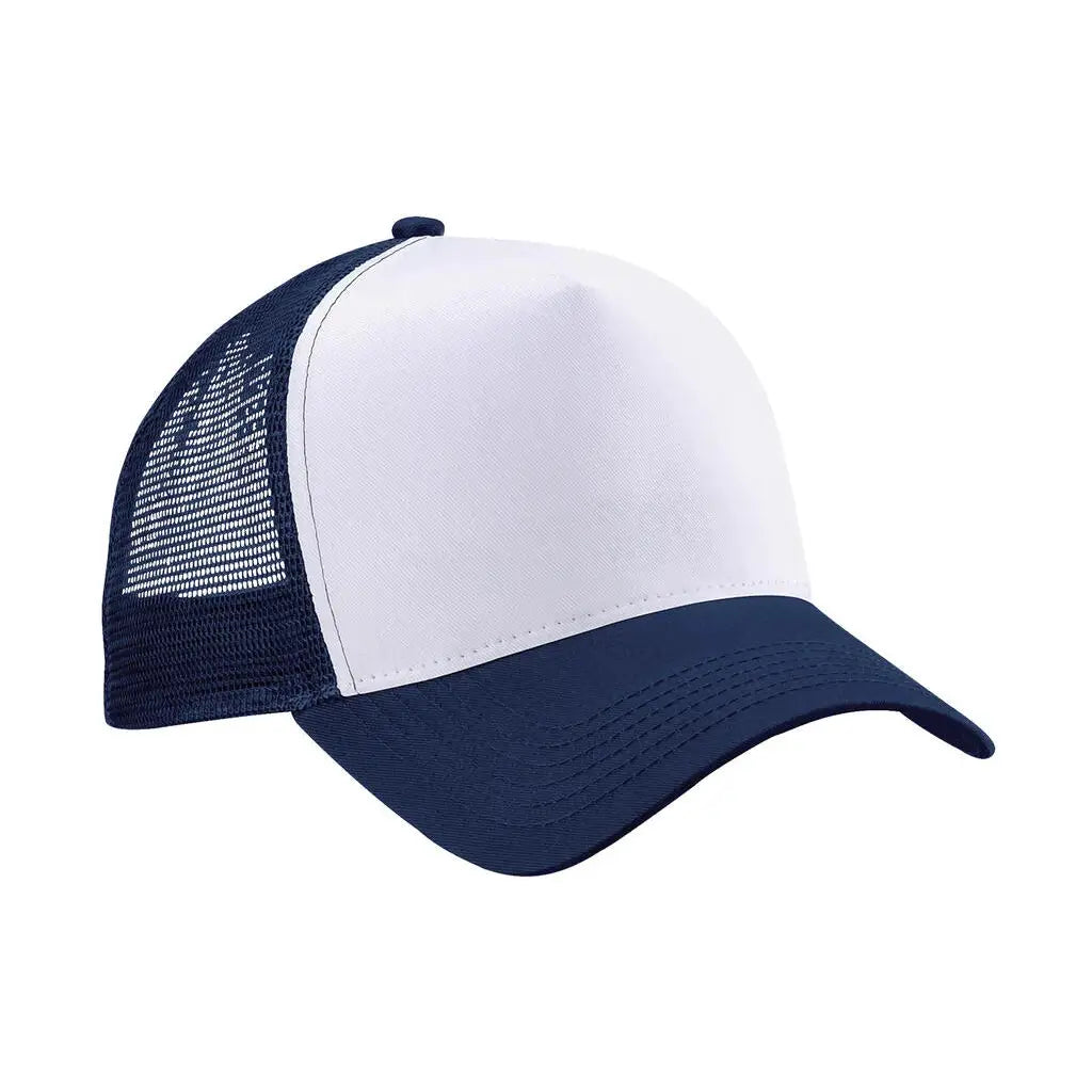 Beechfield Snapback Trucker B640 Lippalakki omalla logolla - Sininen (French Navy)/Valkoinen - Yritystekstiilit