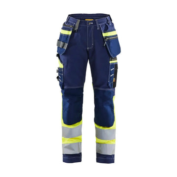 Blåkläder Naisten highvis riipputaskuhousut stretch 71961370 - Mariininsininen/Huomiokeltainen / C36 - Blåkläder
