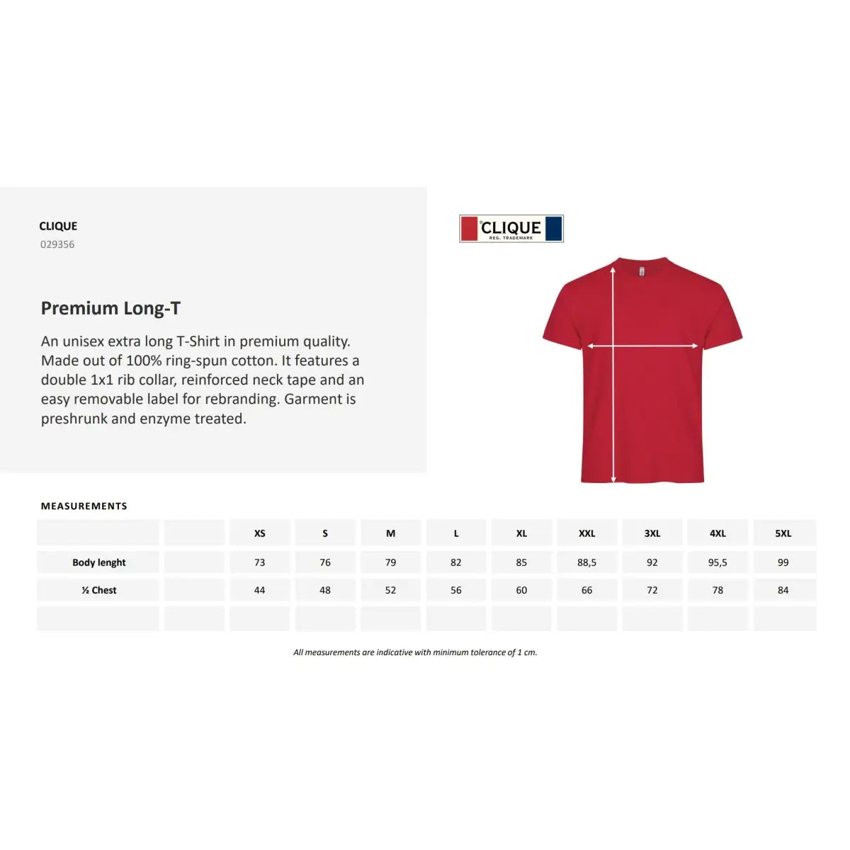 Clique Premium Long-T Pitkä T-Paita 029356 - Yritystekstiilit