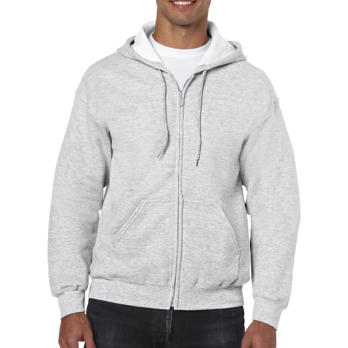 Gildan Heavy Blend Vetoketjuhuppari - Harmaa (Ash Grey) / S - Yritystekstiilit