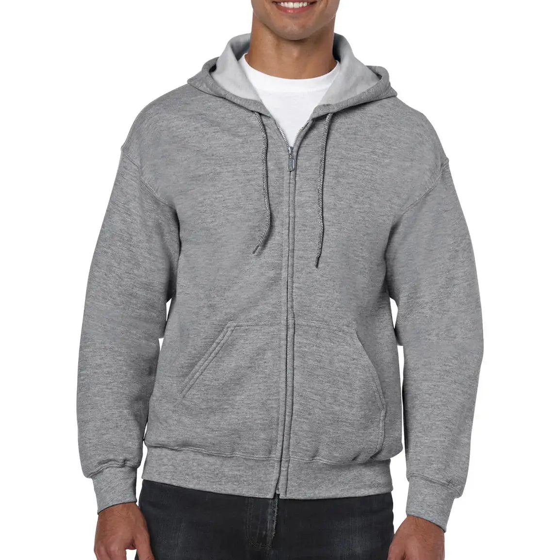Gildan Heavy Blend Vetoketjuhuppari - Harmaa (Sport Grey) / 5XL - Yritystekstiilit