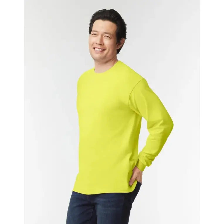 Gildan Ultra Cotton Pitkähihainen Huomiopaita kahdella Painatuksella - min. 20kpl - Yritystekstiilit
