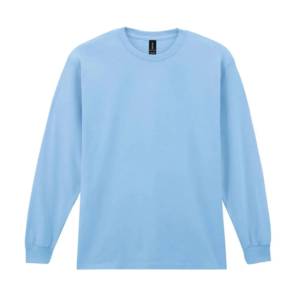Gildan Ultra Cotton Pitkähihainen T-Paita - Sininen (Light Blue) / S - Yritystekstiilit
