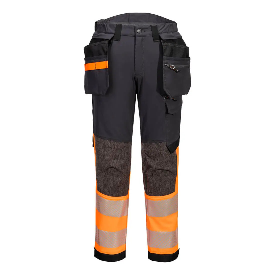 Portwest Ev4 Hi-Vis 1-Luokan Joustavat Housut - Pitkä (Tall) / Oranssi/metallinharmaa / 28 - Työvaatteet