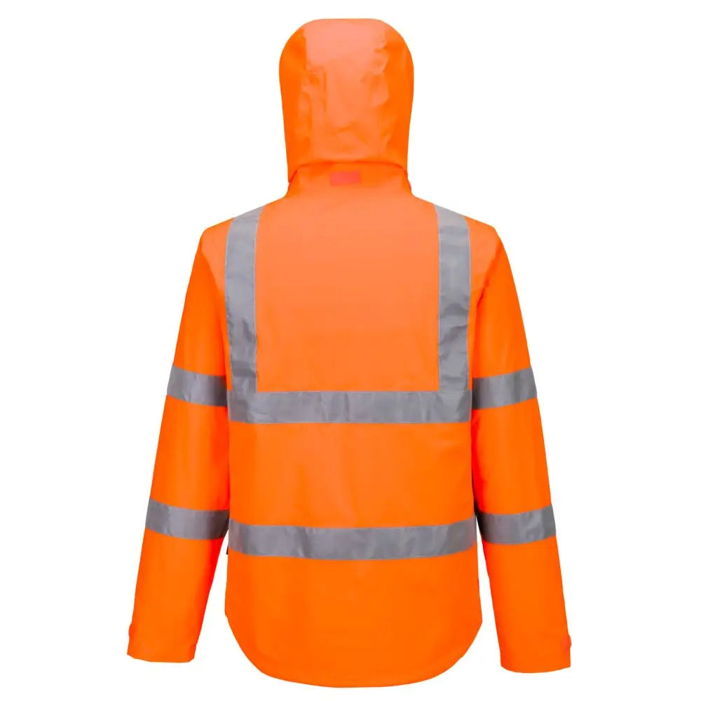 Portwest Hi-Vis kevyt pieneen tilaan pakattava takki S164 - Oranssi / 4XL - Työtakit