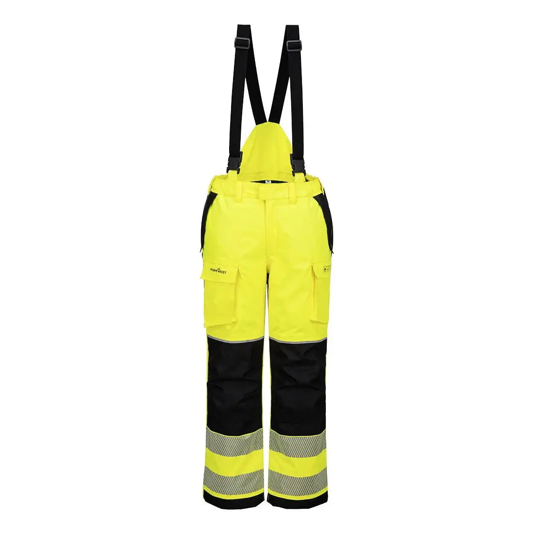Portwest PW3 FR Modaflame Rain+ Hi-Vis vuorelliset talvihousut - kelta/ musta / L - Työvaatteet