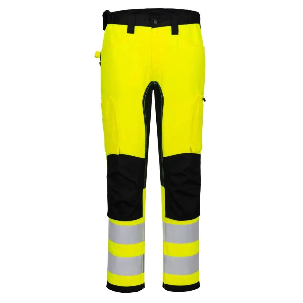 Portwest WX2 Eco Hi-Vis Stretch-perustyöhousut CD848 - kelta/ musta / 2XL - Työhousut
