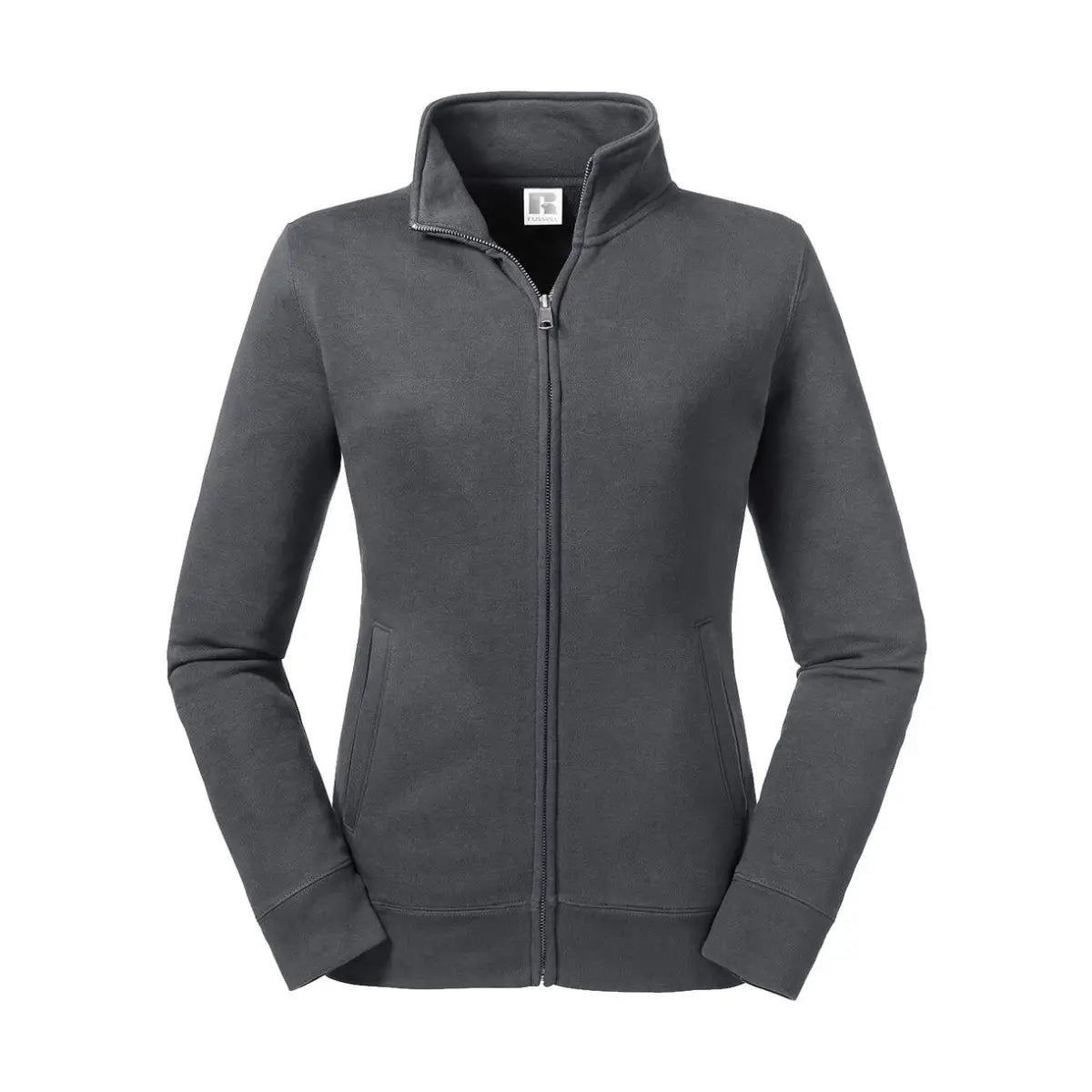 Russell Authentic Naisten Collegetakki vetoketjulla - Harmaa (Convoy Grey) / XS - Yritystekstiilit